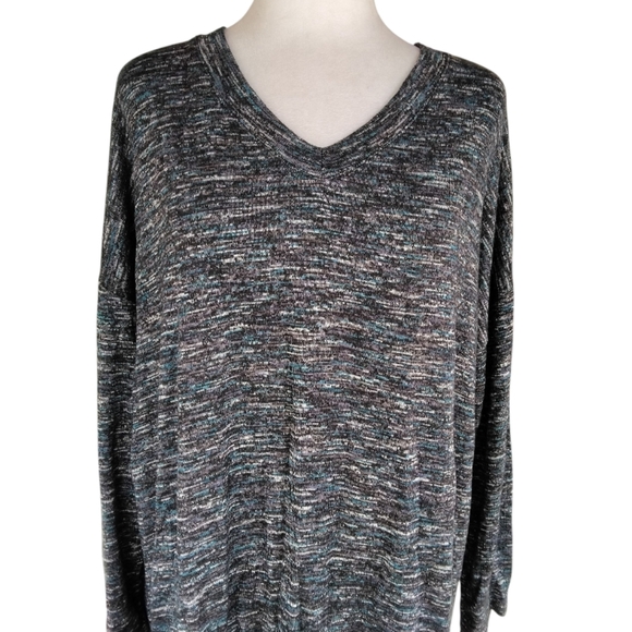 Chico's Heathered Space Dye Long Sleeve Scoop Neck Sweater Size 2 Large - Picture 2 of 8